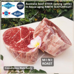 Beef Ribeye AUSTRALIA STEER (young cattle) aged chilled whole cut +/- 4.5kg brand HARVEY PREORDER 2-3 days notice (Scotch-Fillet / Cube-Roll)